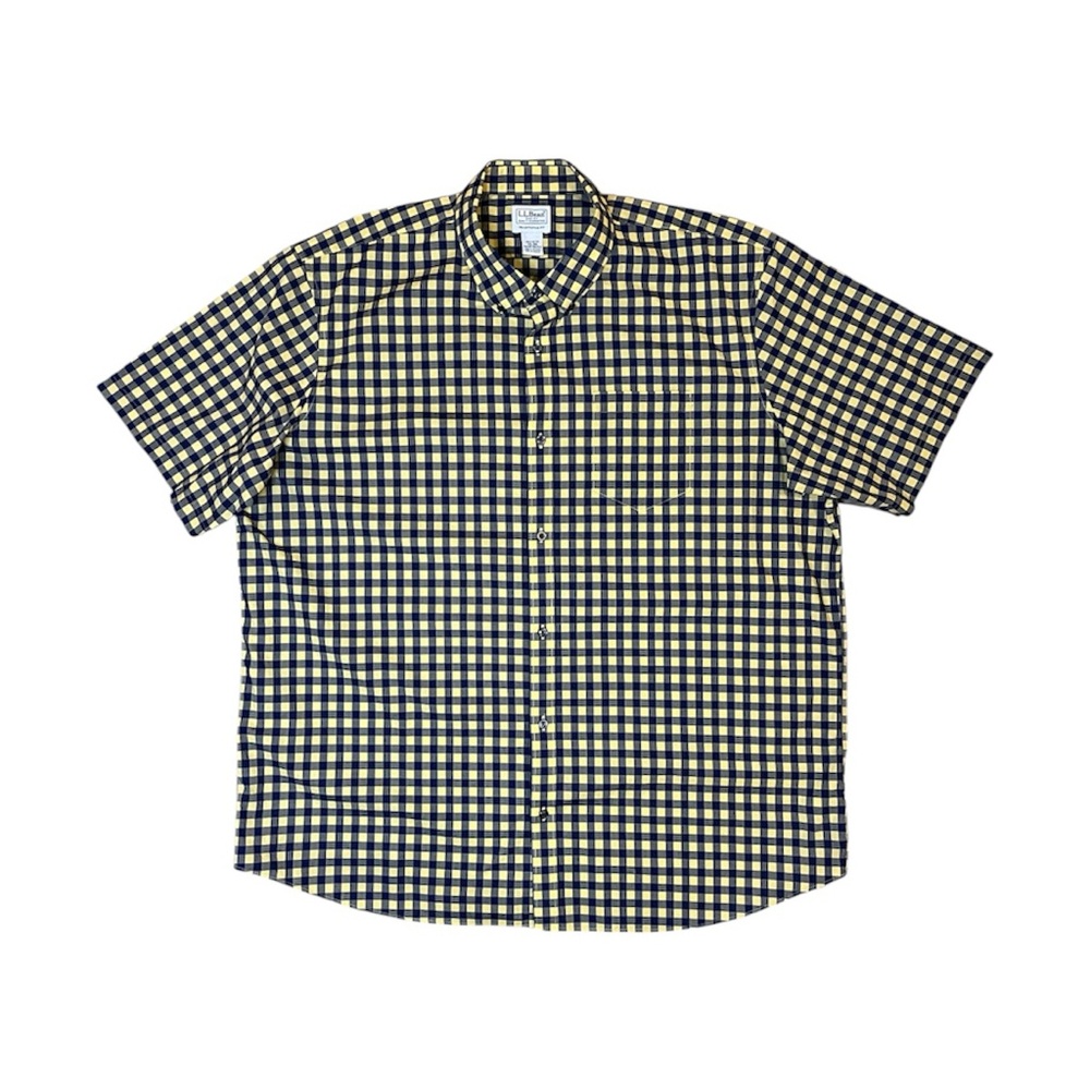 L.L BEAN Plaid Checkered Short Sleeve Shirt XXL Reg